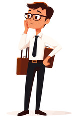 Obraz premium Modern art depicts a businessman expressing frustration in a flat illustration style