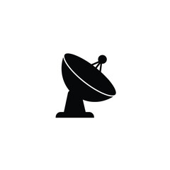 Black And White Illustration Of Satellite Dish For Communication Systems And Technology