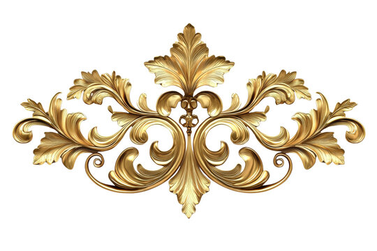 Opulent golden floral flourish with intricate details perfect for adding a touch of regal charm