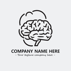Brain illustration black and white for logo company vector image

