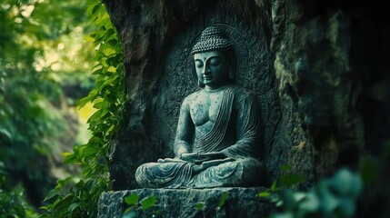 Obraz premium Buddha statue peaceful nature environment
