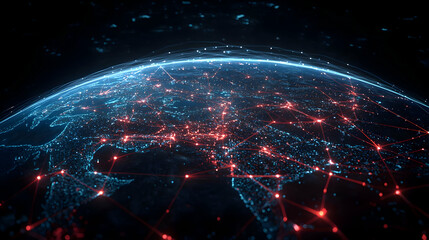 Obraz premium Global Networked Earth With City Lights