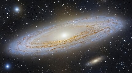 Fototapeta premium Stunning Galaxy with Shining Stars and Swirling Nebulae in Space