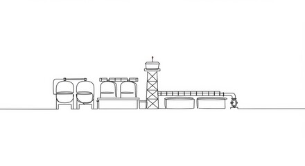 Obraz premium Elegant minimalist line drawing showcases modern water treatment plant concept