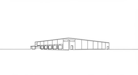 Fototapeta premium Minimalist Line Art: Continuous Line Drawing of a Cold Storage Warehouse