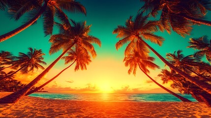 Obraz premium Spectacular Tropical Sunset on a Pristine Beach