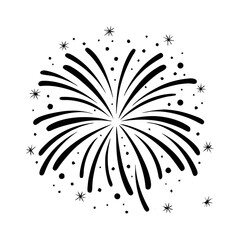 Fireworks with stars and sparks isolated on white