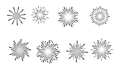 firework line icon set, happy new year firework .vector ilustration.