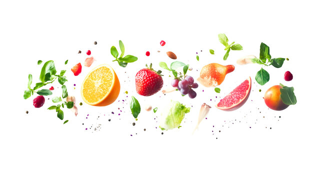 Vibrant Fruits and Herbs Exploding with Freshness A Delightful Culinary Dance