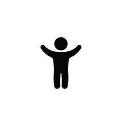 Stick Figure Illustration With Arms Raised In Success Or Celebration Pose Isolated