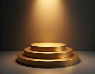 Minimalist podium stage with soft lighting and background for product display

