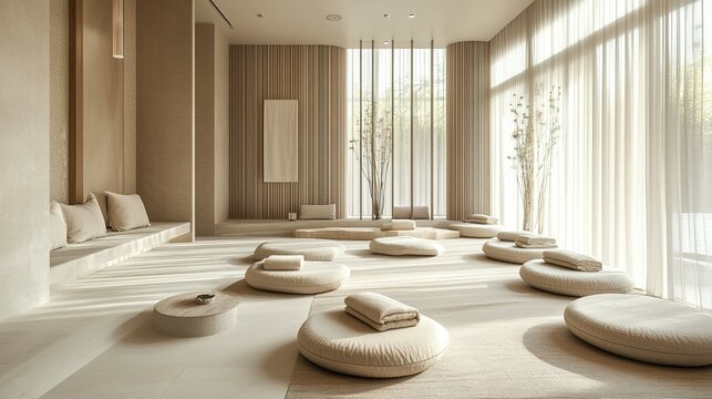 A serene meditation space with minimalist design.