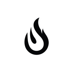 Minimalist Fire Flame Vector Graphic Black And White Icon Design Illustration