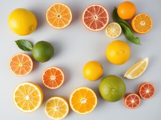 Obraz premium Fresh Citrus Fruit Display for a Healthy Lifestyle