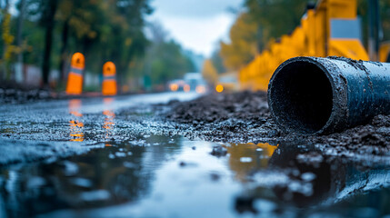 Concrete pipes symbolizing efficiency in modern construction, ensuring reliable drainage and wastewater management systems for sustainable urban development.

