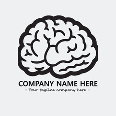 Brain illustration black and white for logo company vector image
