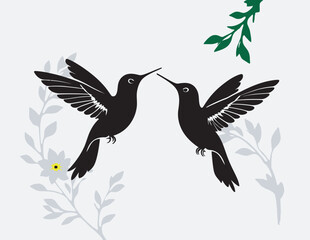 a silhouette of a hummingbird hovering near a flower
