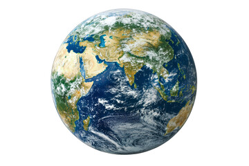 Fototapeta premium The planet earth with visible continents and a beautiful pattern of white clouds filling the atmosphere