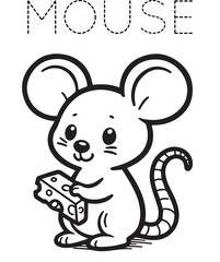 drawing mouse and chees for kids and for drawing book stock