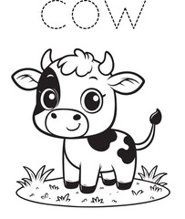 Obraz premium drawing cow for kids and for drawing book stock