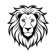 Lion Head Silhouette Vector on White Background