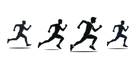 Running Silhouette Sequence – Dynamic Motion Clipart of Athletes