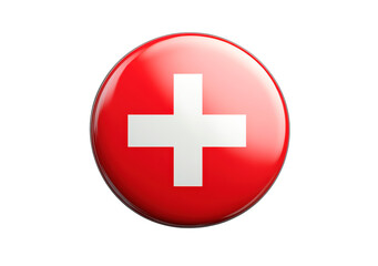 Obraz premium Switzerland flag circular button isolated on transparent background