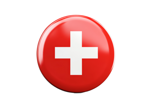 Switzerland flag round button isolated on transparent background