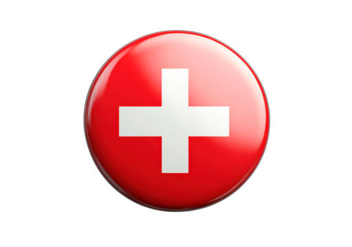 Switzerland flag circular button isolated on transparent background