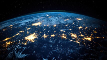 Fototapeta premium Earth at Night, City Lights