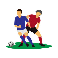 Duel striker and defender by the futsal, football, or soccer player vector illustration.