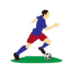 Fototapeta premium Dribble ball with futsal, football, or soccer player vector.