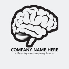 Brain illustration black and white for logo company vector image
