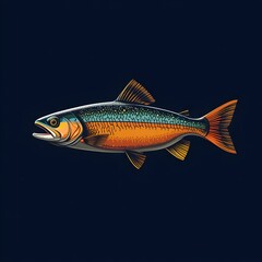 Fototapeta premium illustration of a trout fish, fishing, suitable for a logo. fishing logo, nature, fishing emblem, game fish, fish artwork, stream fish, river fish, outdoors, catch and release, vector fish, realistic