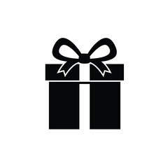 Isolated Black Gift Box Vector With Bow Holiday Celebration Symbol