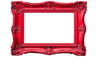 red wooden picture frame isolated on white background , transparent png 