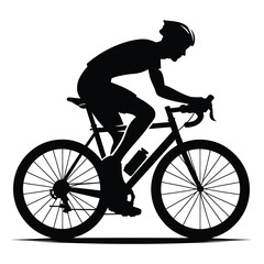 Silhouette of a Mountain Biker Riding Uphill
