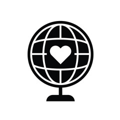 Global Love Connection Heart In World Icon Simple Glyph Illustration