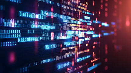 Obraz premium Abstract Digital Code Background With Glowing Colors