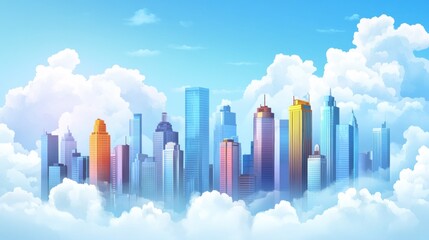 Obraz premium City Floating on Cloudscape