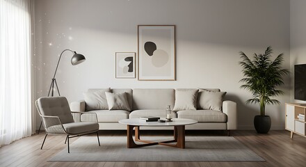 Modern living room with neutral tones - creating a comfortable space - interior design magazines and websites.