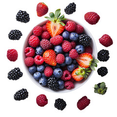 berry composition flat lay minimal style isolated on a white background