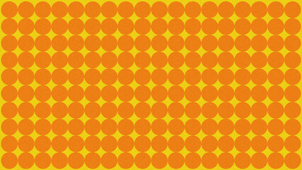 Design a pattern of orange dots arranged tightly and regularly on a yellow background. The dots form a dense grid, creating a repetitive, structured and dynamic impression.