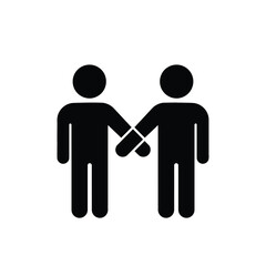 Two People Shaking Hands Black Silhouette Icon Illustration For Business Partnership