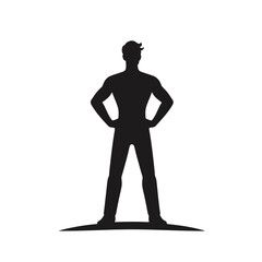 Silhouette of a Confident Man Standing with Hands on Hips