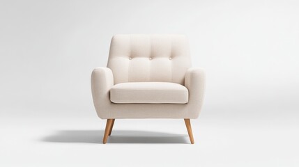 Fototapeta premium Cream-colored upholstered armchair