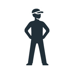 Silhouette of a Confident Man Standing with Hands on Hips