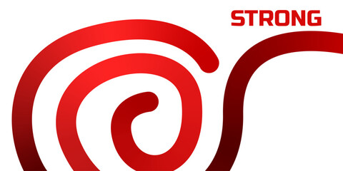 Lines with red Gradient on a white Background. Abstract Pattern of 3D Wavy Shapes. Vector Graphic of Rainbow Ribbons