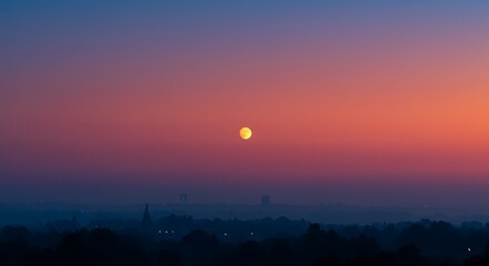 Sunrise over a city - peace and tranquility - environmental awareness media