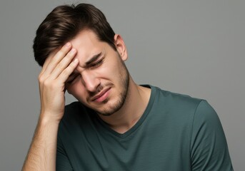 Man with hand on his forehead